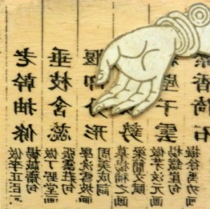 Mei Salvage’s work “Fear Not” intentionally shows a mirror image of text from a 17th century Chinese book.
